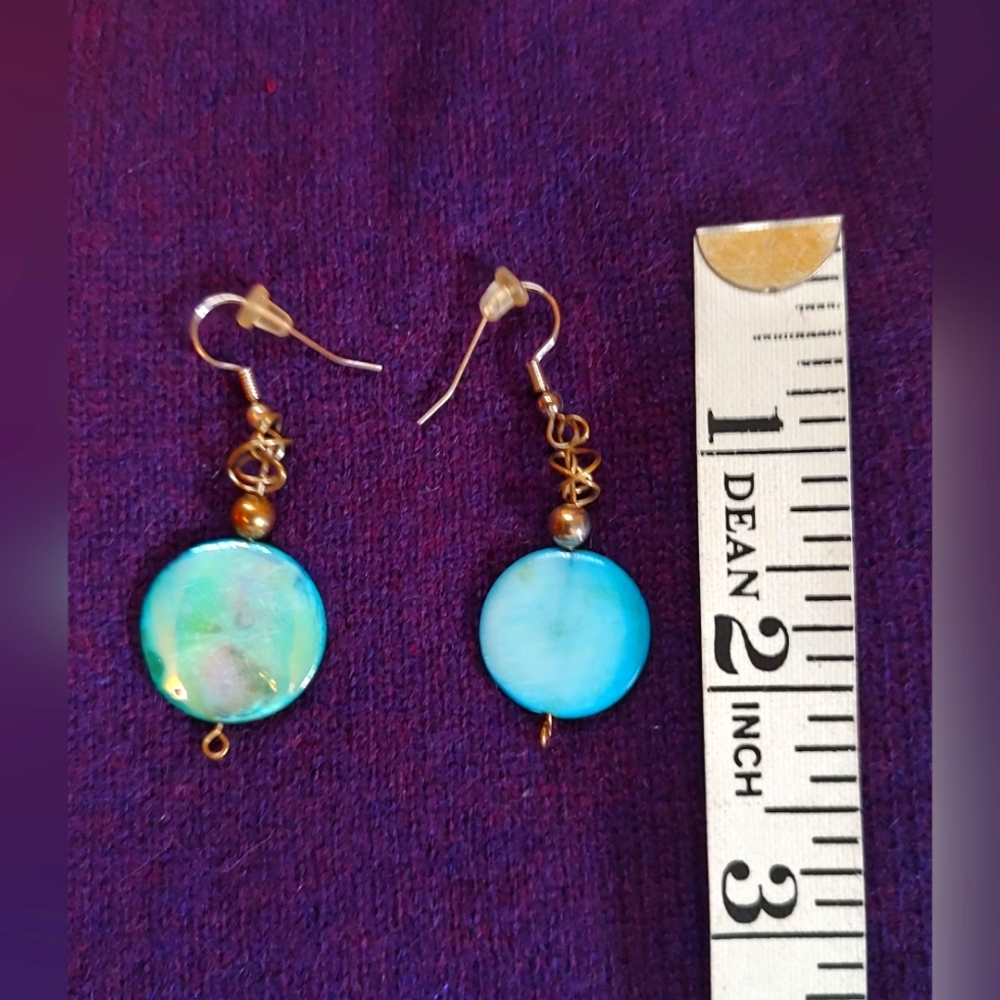 Turquoise Gold tone Pierced Earrings